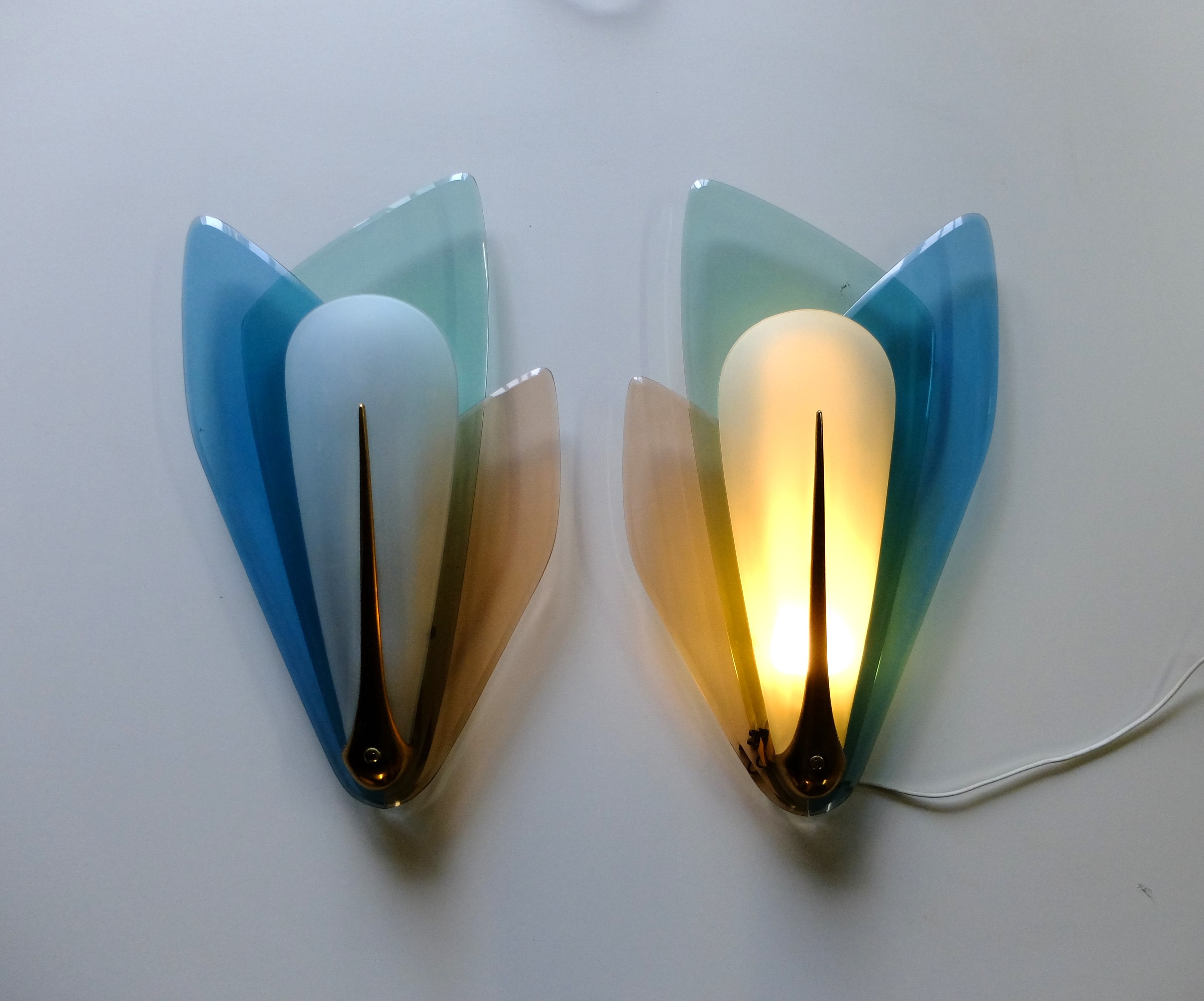 Max Ingrand (1908-1969) paire appliques vers 1955, Fontana Arte - Image 2